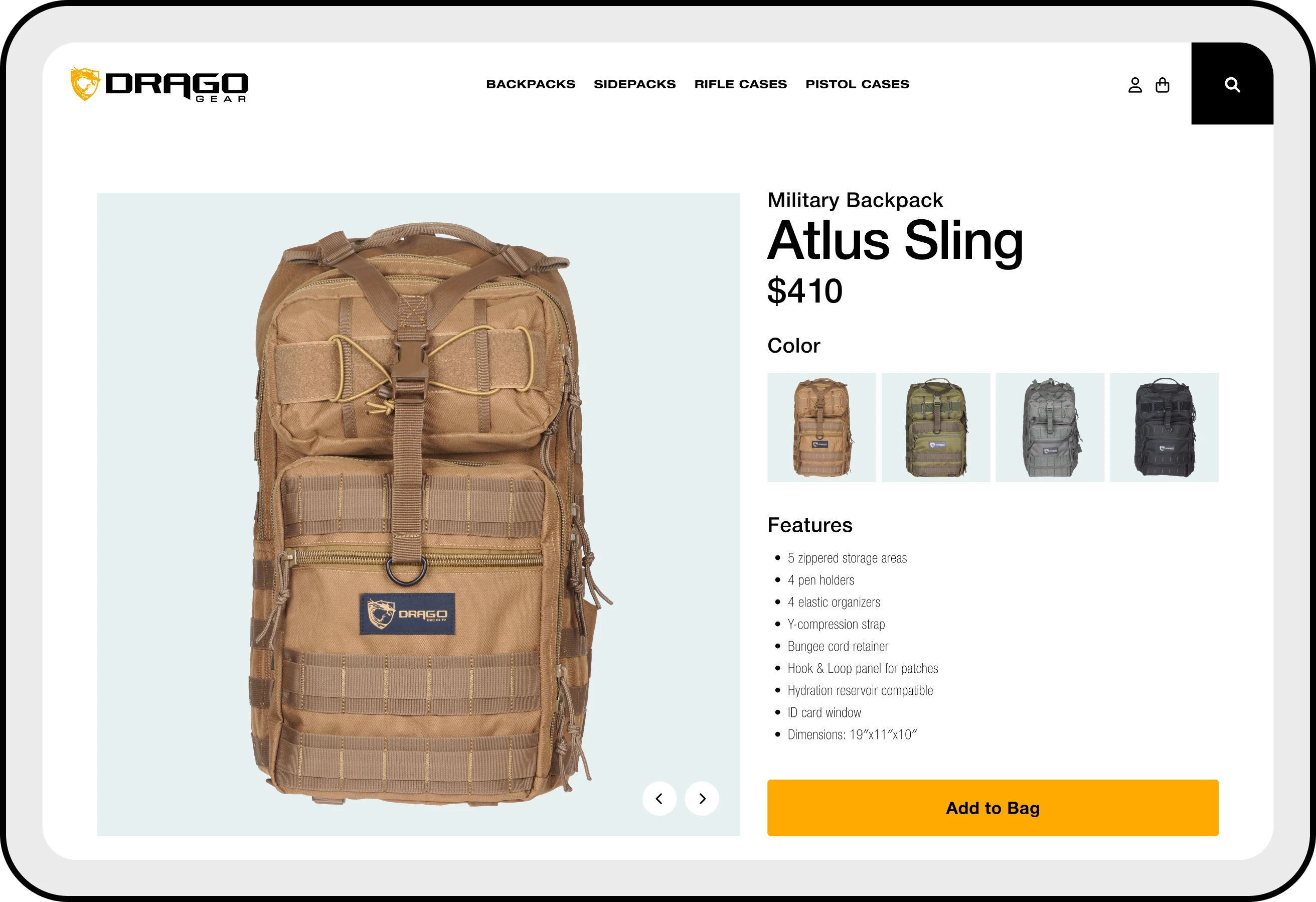 Ecommerce - Drago Gear Ipad