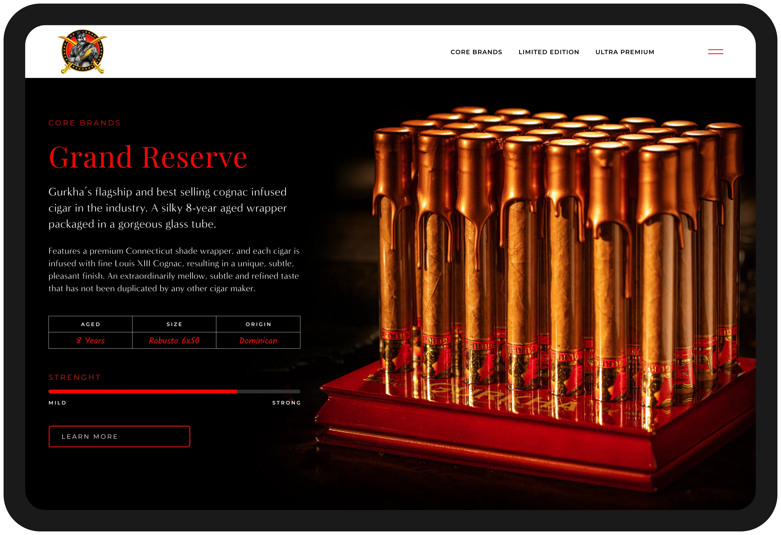Website Design - Gurkha Cigars Ipad