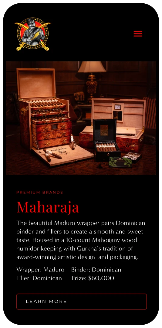 Website Design - Gurkha Cigars Device